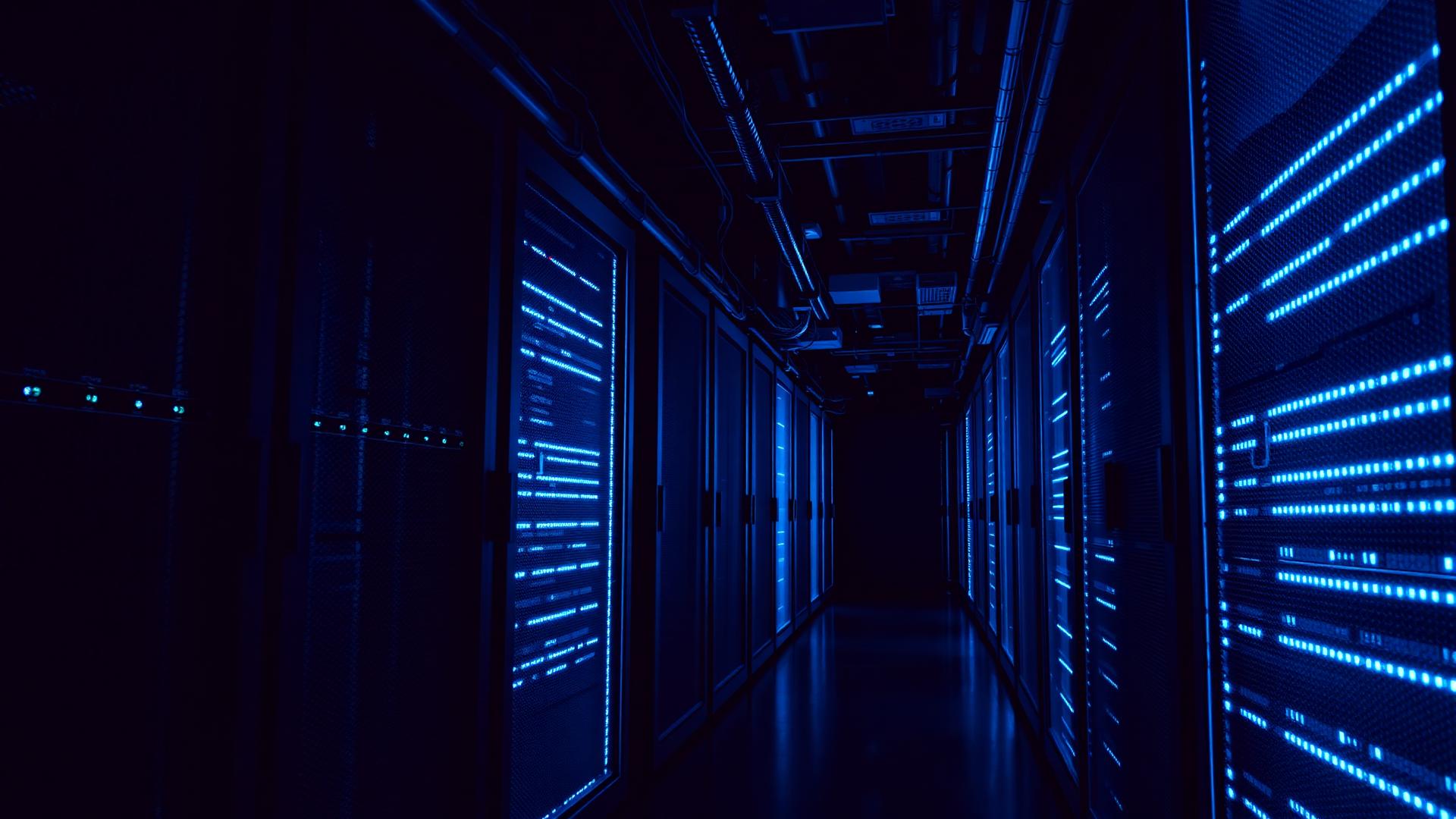 Corredor de datacenter com bastidores de servidores VINET